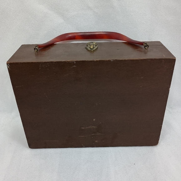 OOAK Vintage 70s Wooden Rooster and Butterfly Purse Enid Collins Style Hippie - Picture 4 of 11